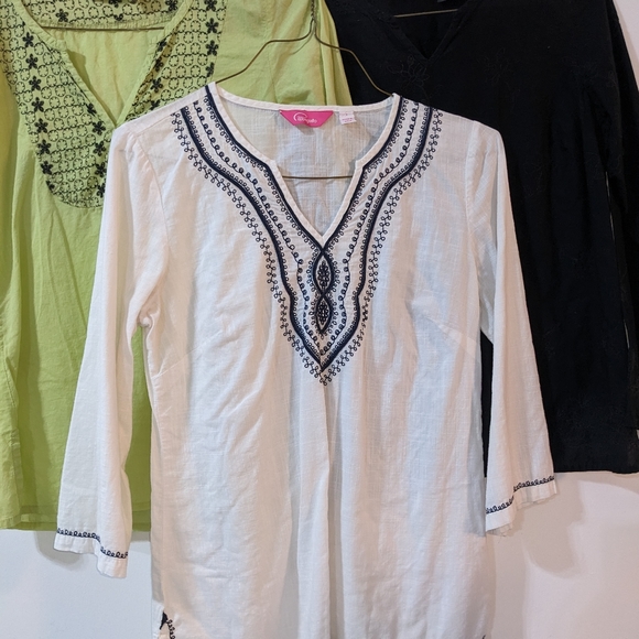 3 3/4 Sleeve Embroidered Tunic Tops Size Small Lot - Picture 4 of 5